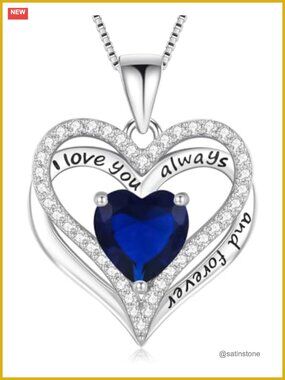 S925 Sterling Silver Heart Pendant Necklace White-Gold-Tone Cubic Zirconia Gift
